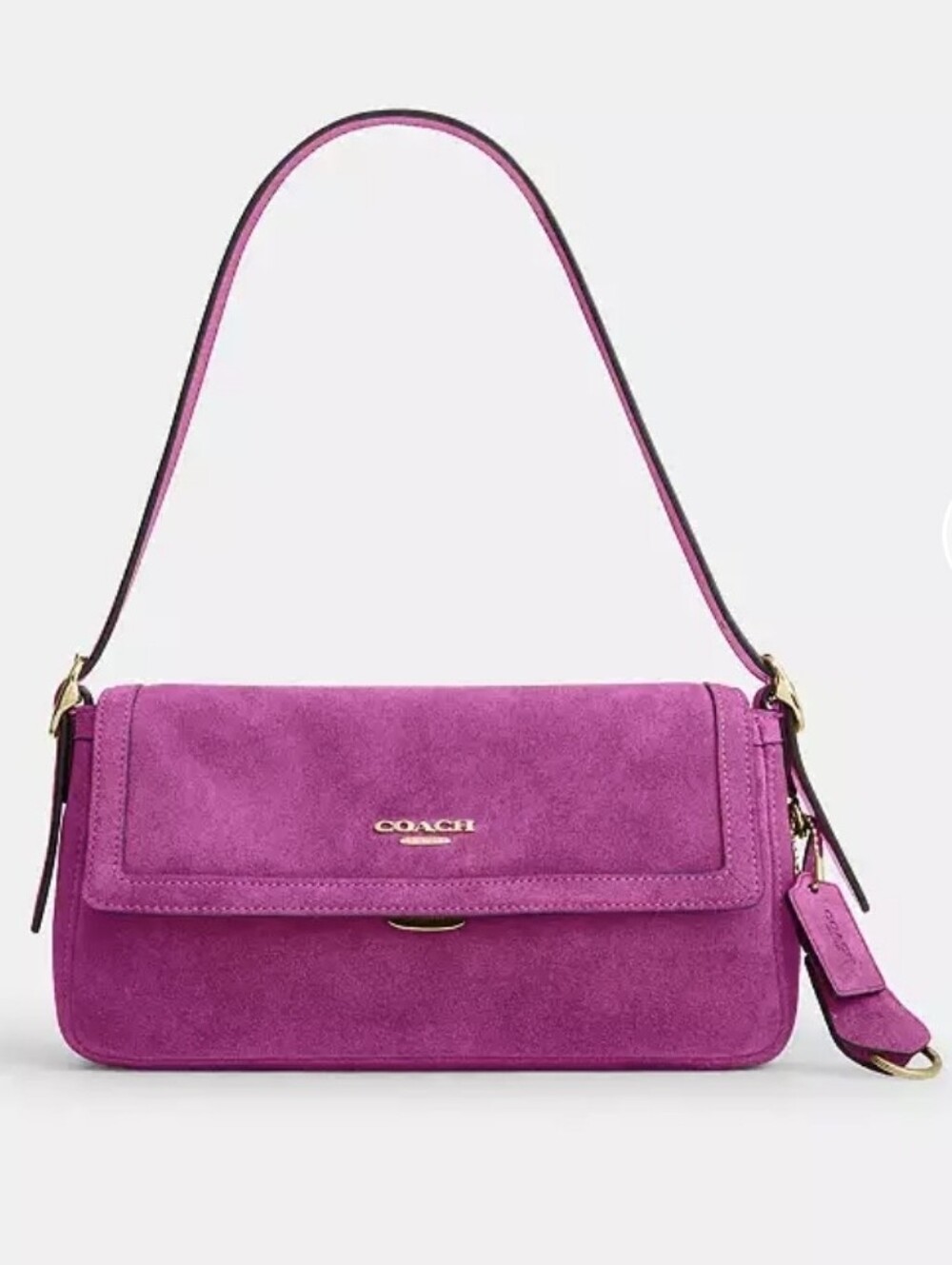 NWT Coach Etta Flap Bag Magenta Suede Shoulder Handbag Small
